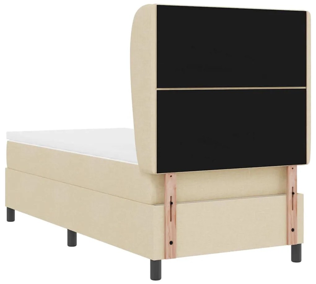 Cama com Estrado e Colchão - Creme 100x200 cm em Tecido