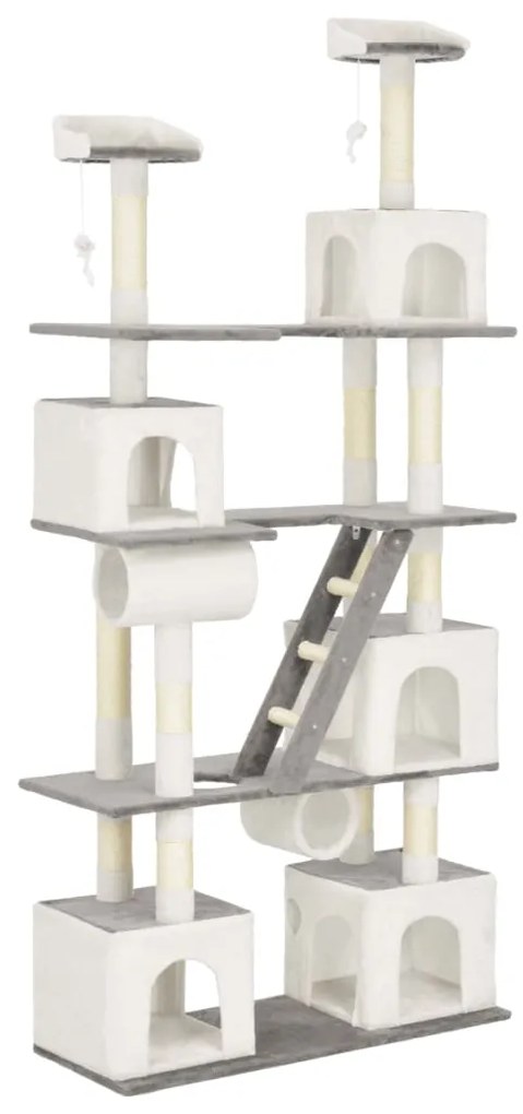 vidaXL Árvore para gatos c/ postes arranhadores sisal 225 cm branco