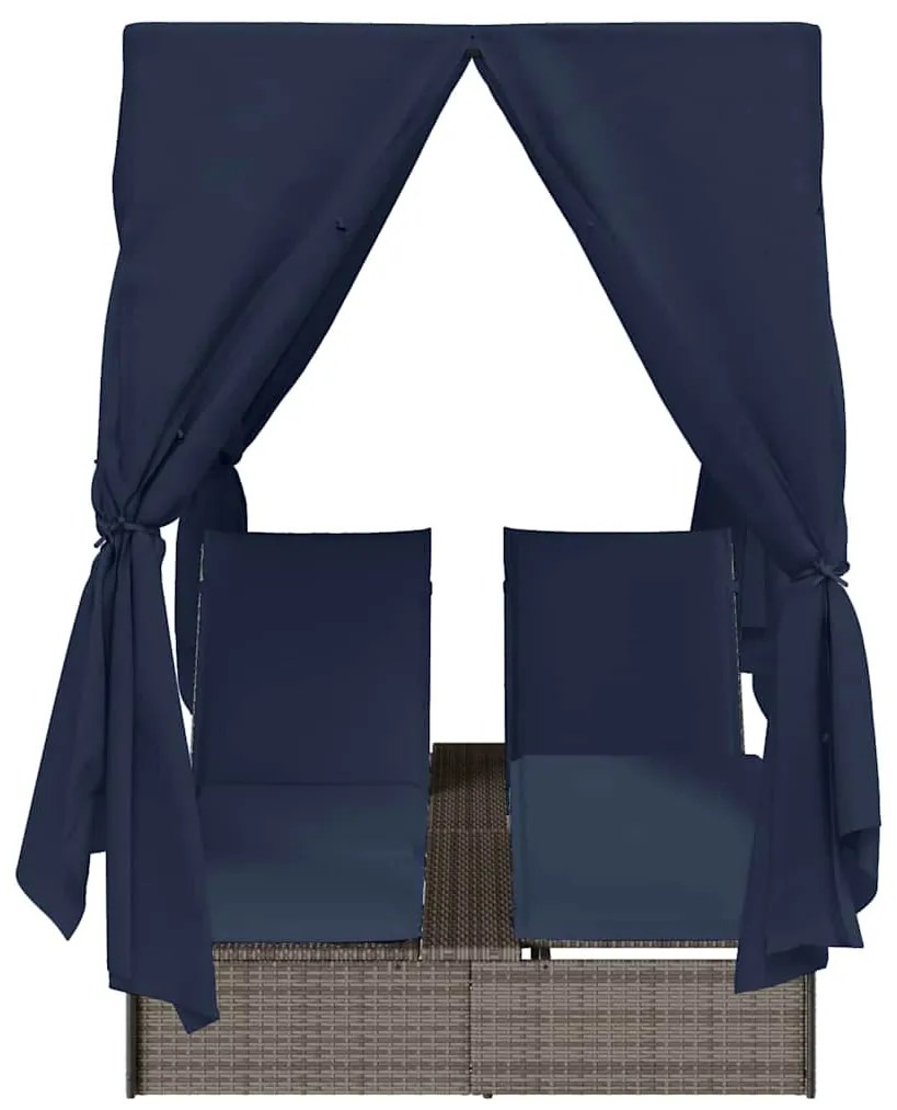 Cama Dupla de Sol Cinzeto Grande Vime &amp; Almofadas de Poliéster