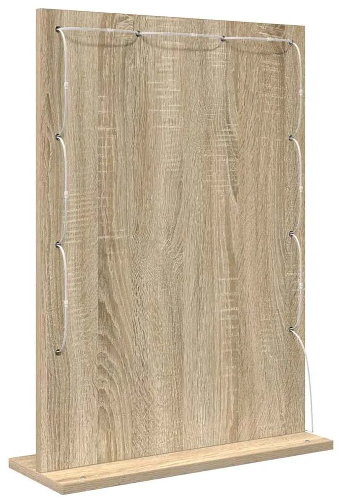 Espelho de Maquiagem Carvalho de Sonoma MDF, Vidro 70 x 50 x 18 cm