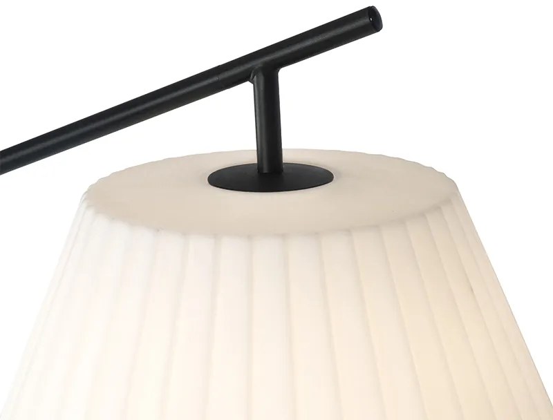Candeeiro de pé design para exterior preto com abajur branco IP44 - Robbert Design