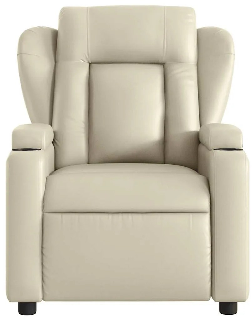 Poltrona de massagens reclinável couro artificial cor creme
