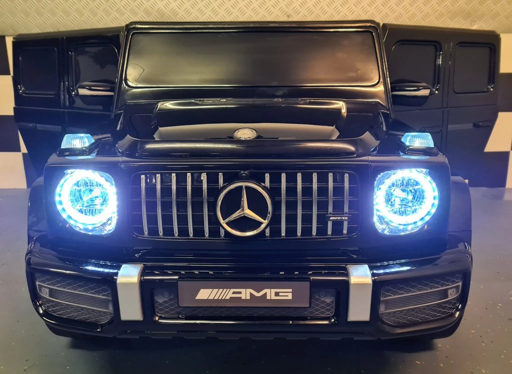Carro Infantil Mercedes G63 2 lugares 12V,Pneus Borracha, Assento de couro preto metálico