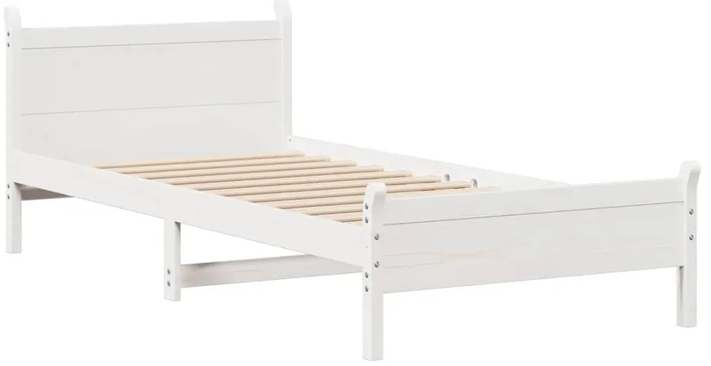 Cama sem colchão 75x190 cm madeira de pinho maciça branco