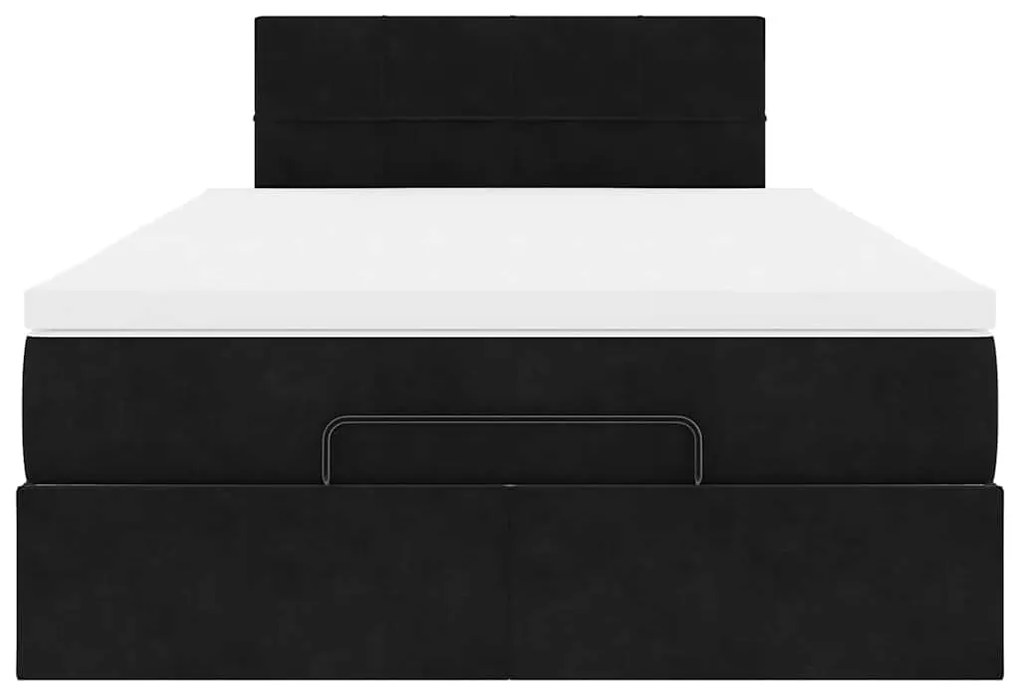 Estrutura de cama otomana com colchão 120x200 cm veludo preto