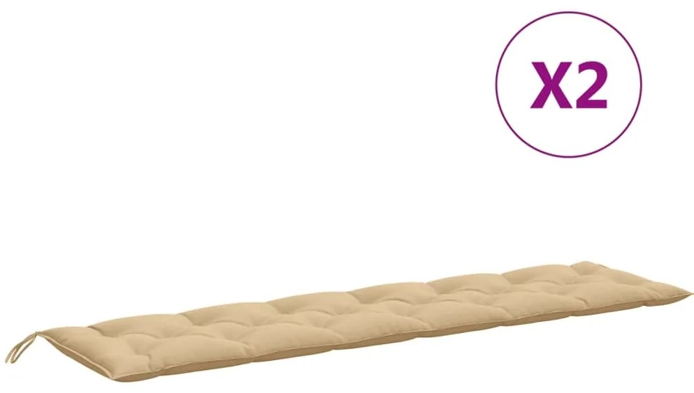 Almofadões banco jardim 2pcs 200x50x7cm mesclado tecido bege