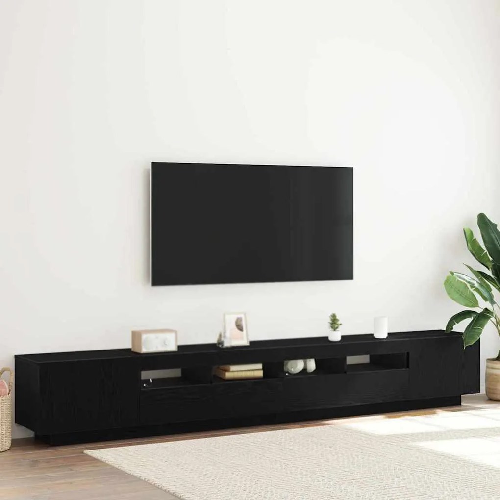 Estante de TV vidaXL com Luzes LED em Carvalho Preto 260x35x40 cm em M