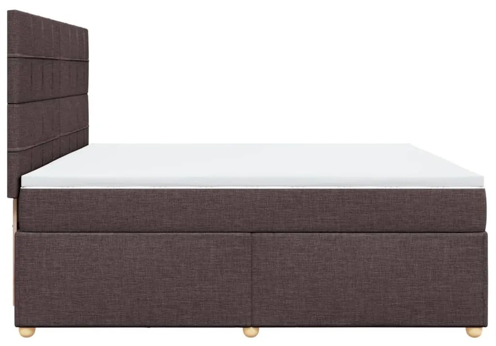Cama com molas/colchão 200x200 cm tecido castanho-escuro