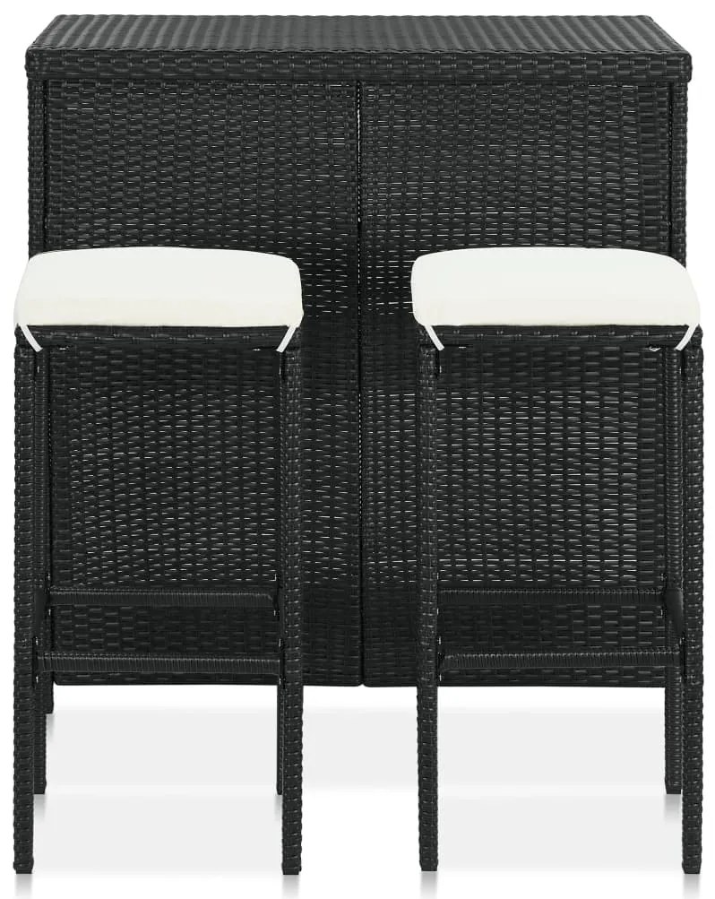 3 pcs conjunto de bar vime PE preto