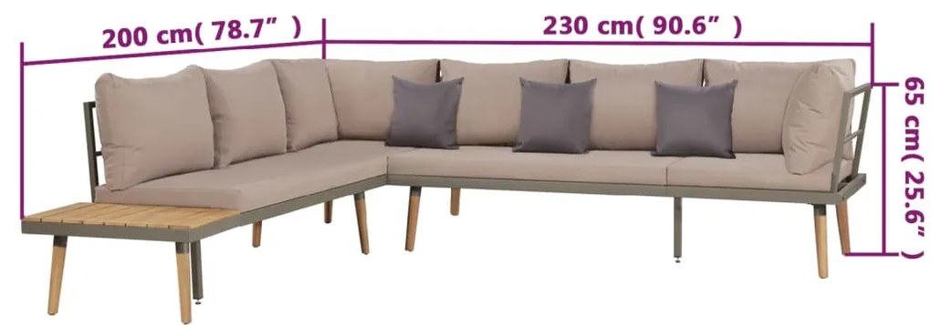 4 pcs conj. lounge jardim c/ almofadões acácia maciça castanho