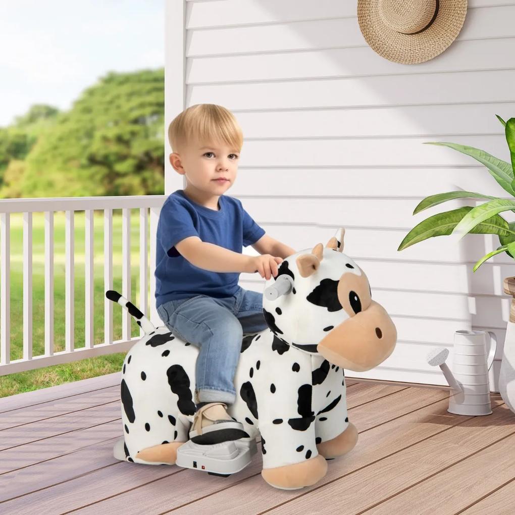 Vaca de Peluche eletrico para Crianças com Rodas Capa Lavável e Música 63 x 33,5 x 50 cm