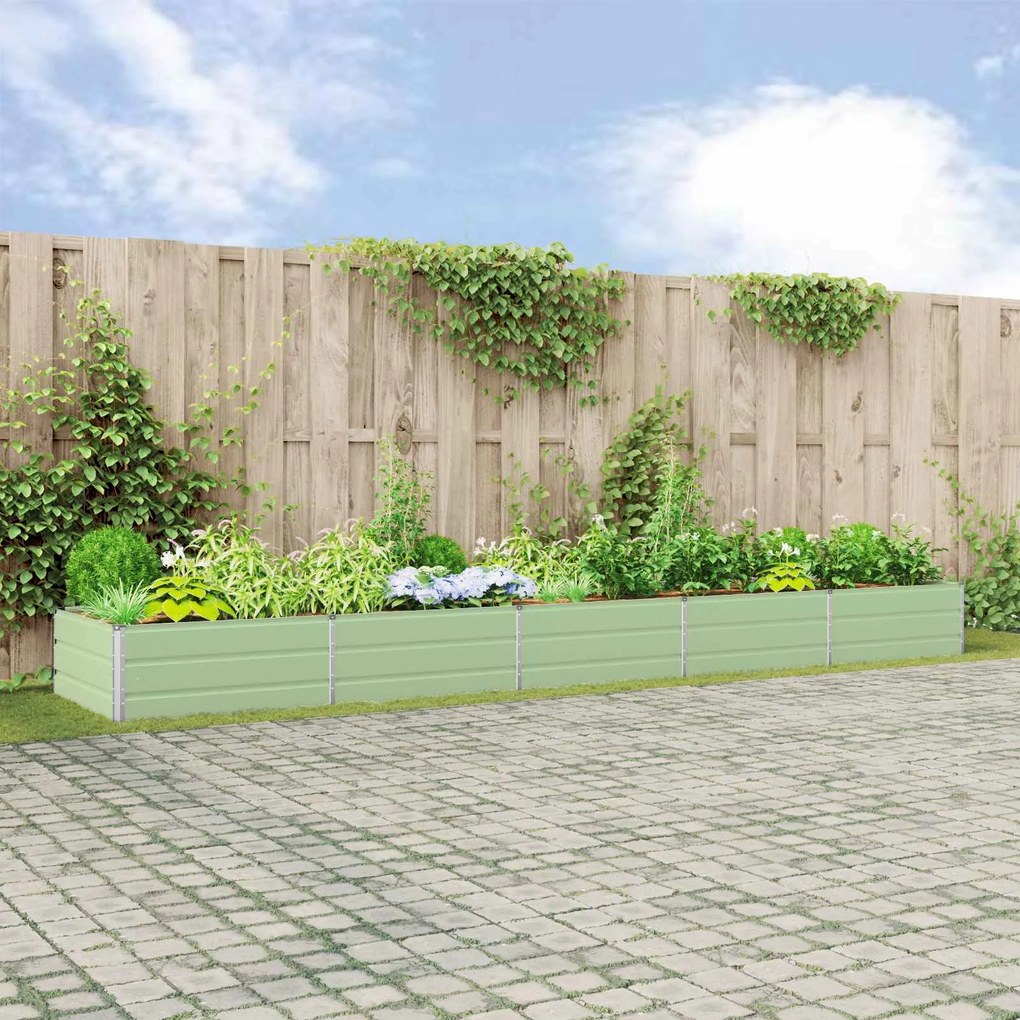 vidaXL Floreira Verde Pastel 195 x 100 x 45 cm Aço Galvanizado