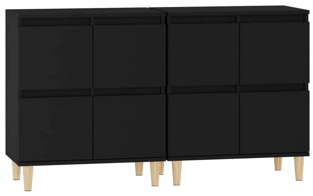 Aparadores 2 pcs 60x35x70 cm derivados de madeira preto