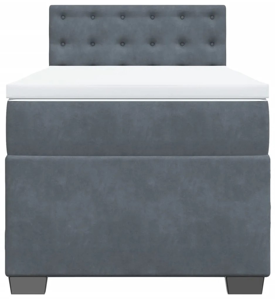Cama com molas/colchão 100x200 cm veludo cinza-escuro