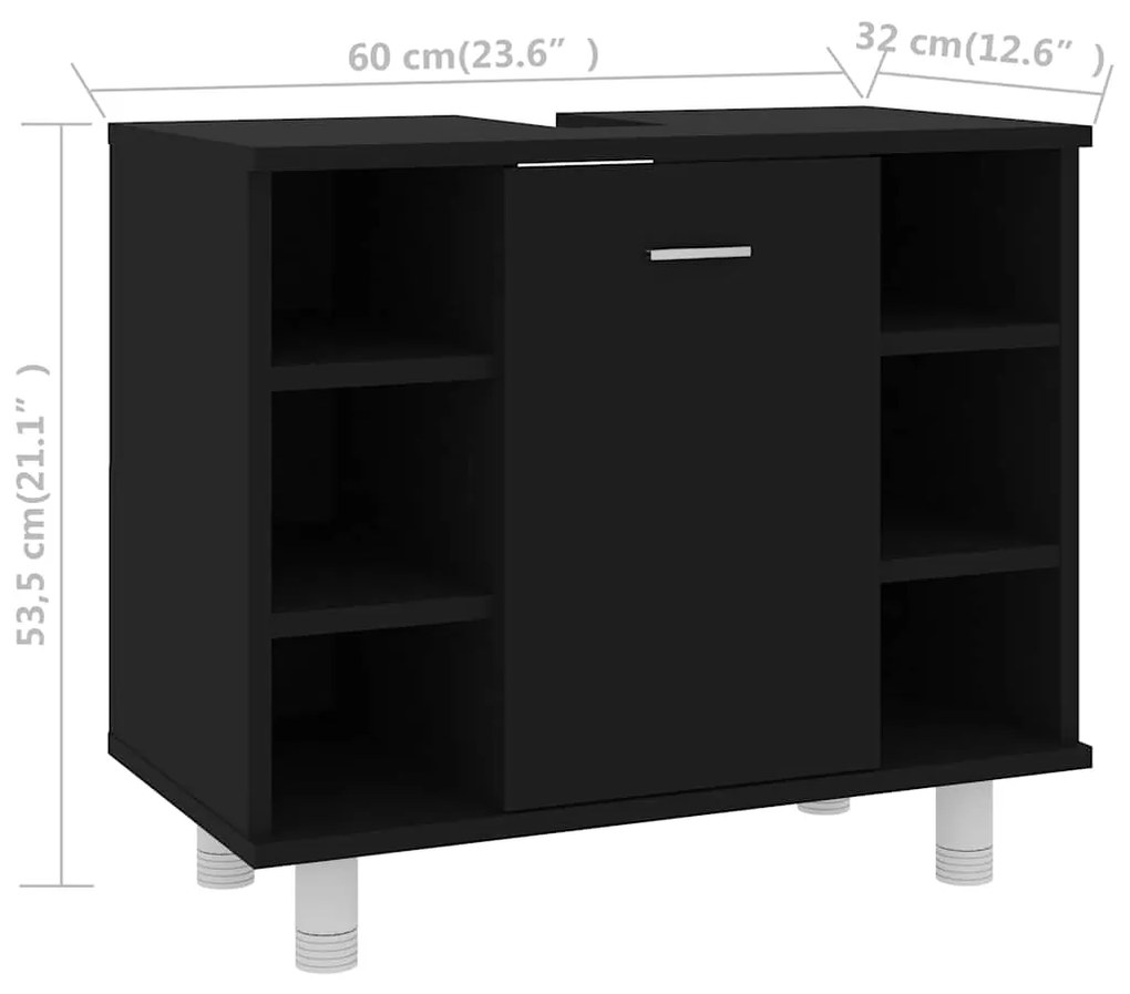 Móvel de Lavatório Luce de 60cm - Preto - Design Moderno