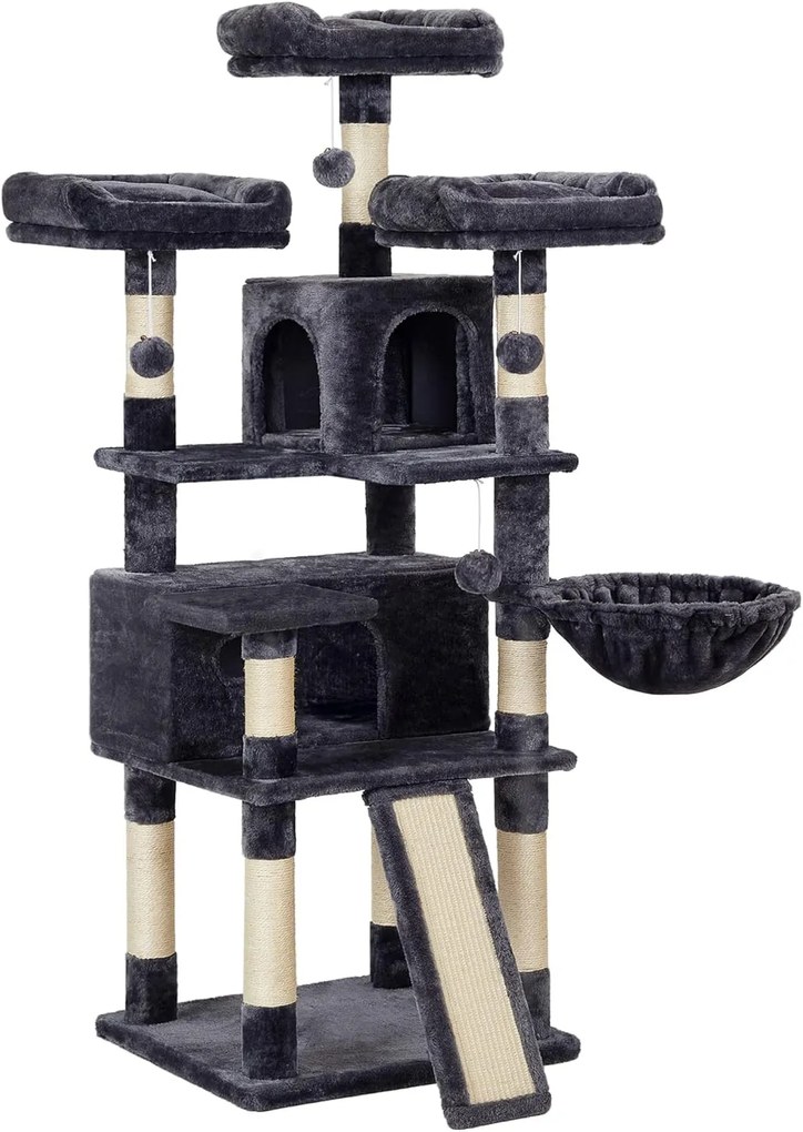 Árvore para gatos FEANDREA, Condomínio para gatos XXL 172 cm, Cinza Fumê PCT019G01