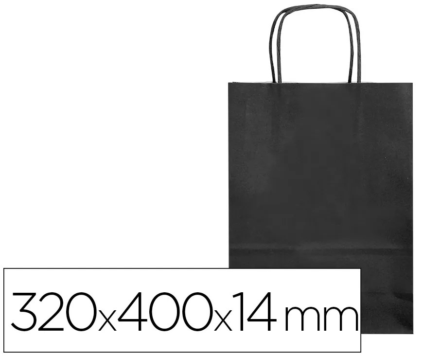 Saco de Papel Basika Celulose Preto L com Asa Torcida 320x400x14 mm