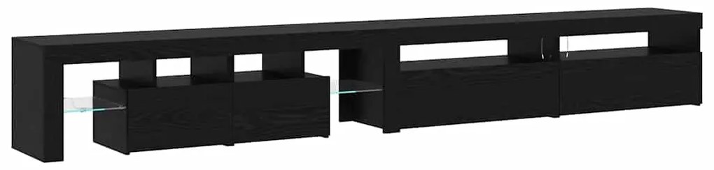 Armários de TV vidaXL 3 pcs com Luzes LED Carvalho Preto Madeira Engen