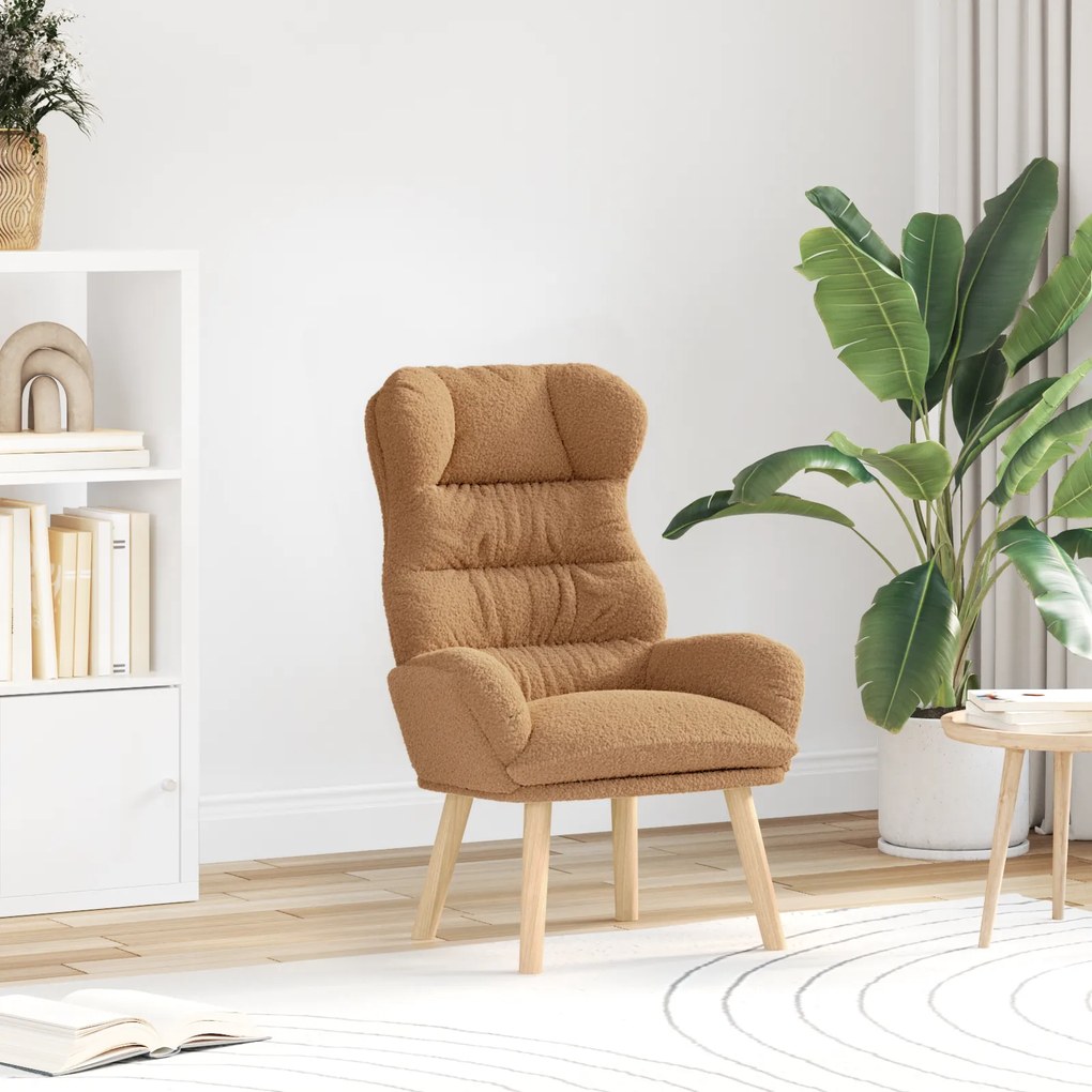 Poltrona Relaxante vidaXL Bege em tecido semelhante a lã