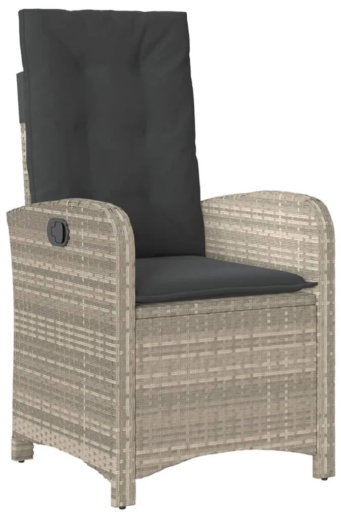 7 pcs conj. jantar p/ jardim c/ almofadões vime PE cinza-claro