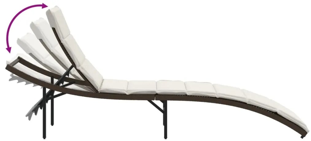 Espreguiçadeira com almofadão 55x199x50 cm vime PE castanho