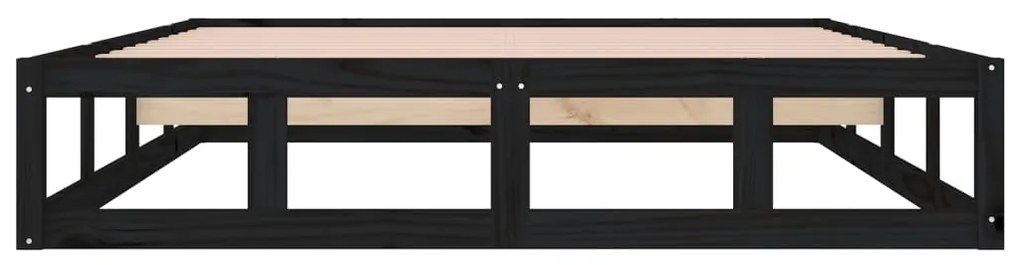 Estrutura cama pequena casal 120x190 cm pinho maciço preto