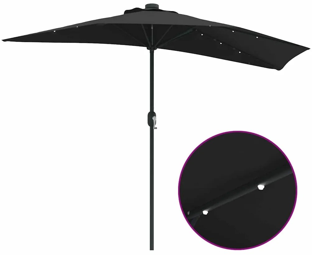 Guarda-sol de Jardim Preto 294 x 150 x 224 cm tecido
