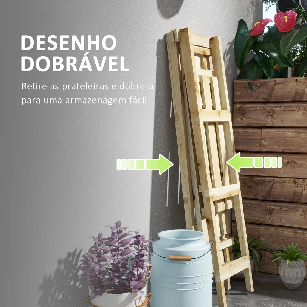 Outsunny Suporte de Madeira para Plantas Dobrável Estante Decorativo p