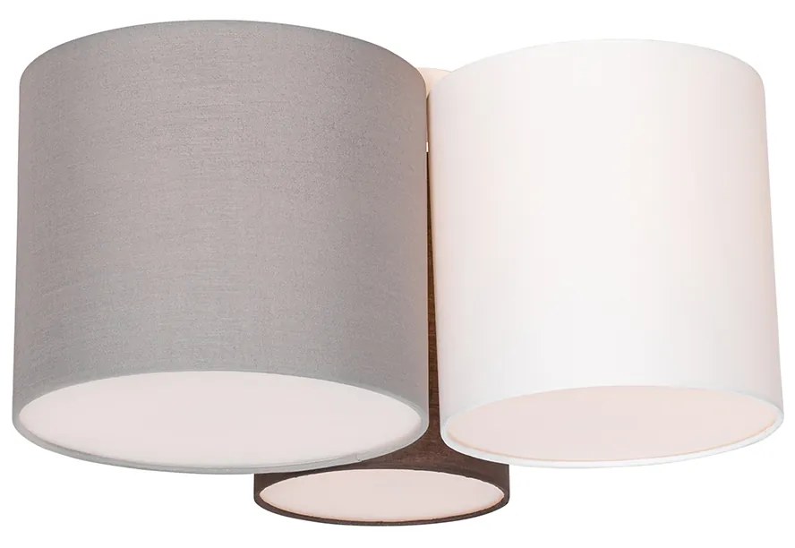 Candeeiro de teto branco, cinzento e castanho 3 luzes - Multidrum Moderno