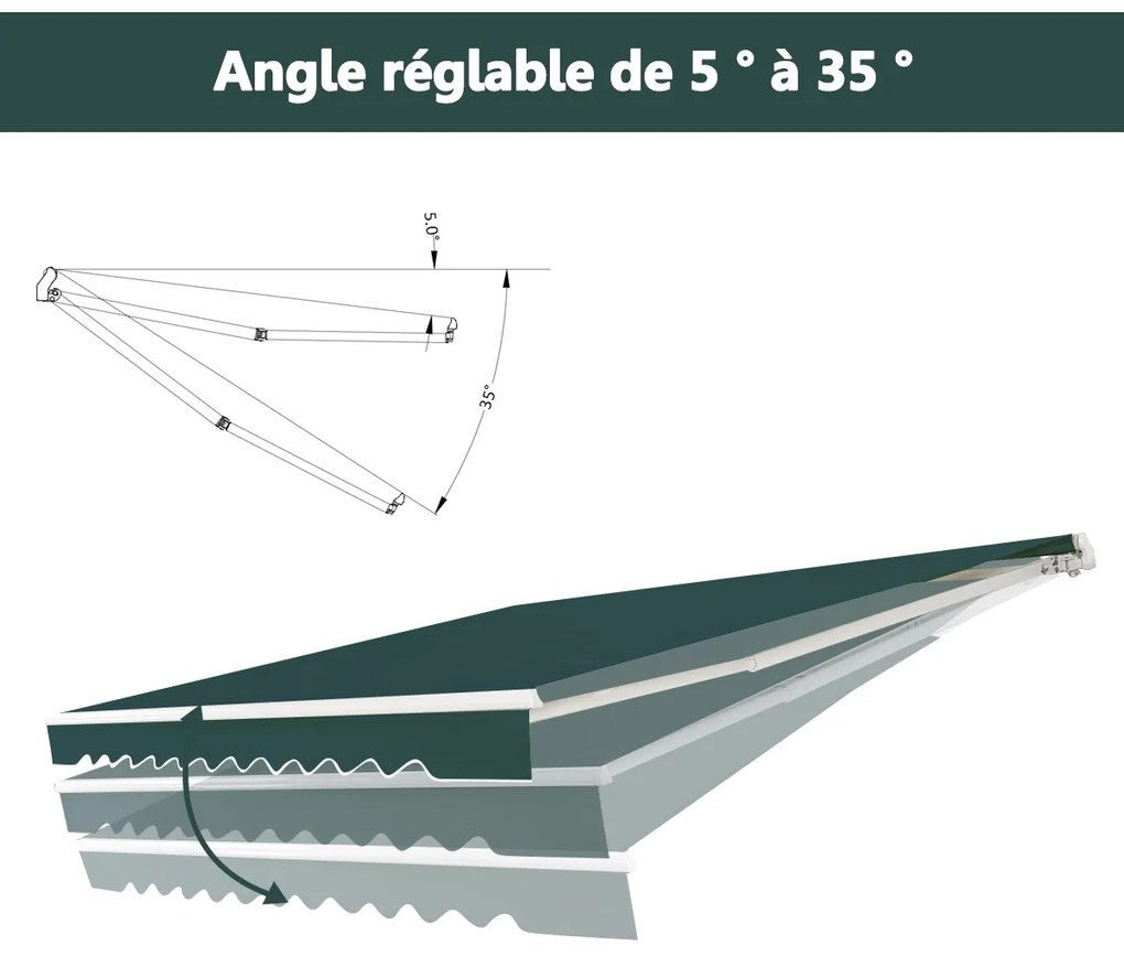 Toldo com manivela Toldo retrátil de alumínio para terraço com proteção solar 3 x 2,5 m - Borgonha
