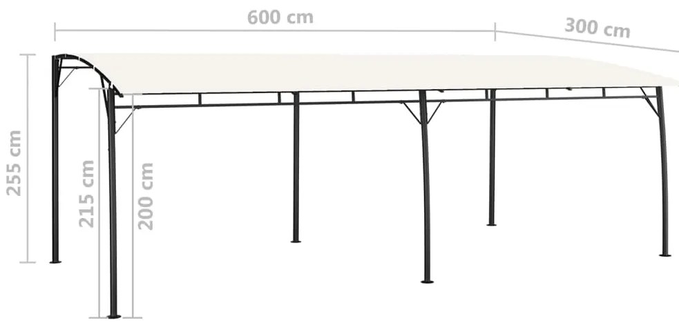 Toldo para-sol de jardim 6x3x2,55 m cor creme