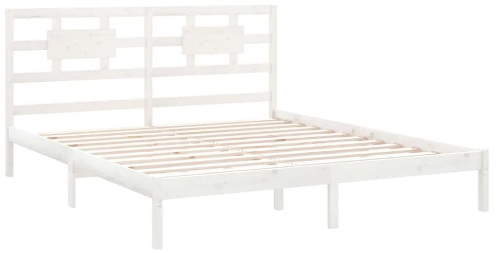 Estrutura de cama 200x200 cm madeira maciça branco