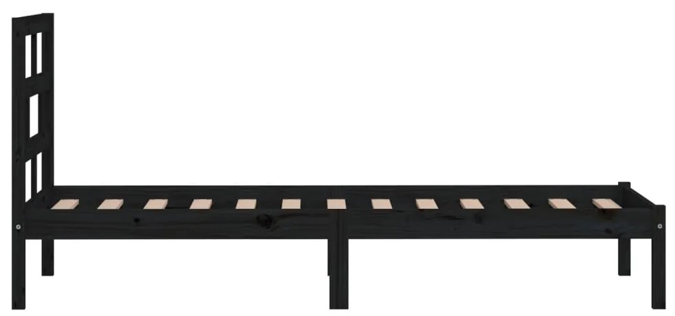 Estrutura cama pequena solteiro 75x190 cm madeira maciça preto