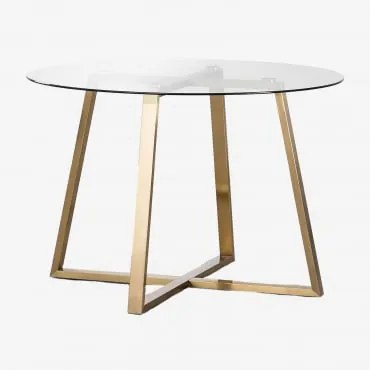 Mesa Redonda Em Vidro E Aço (110 Cm) Salyms Transparente - Sklum