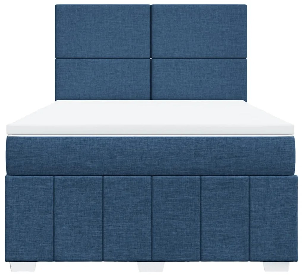 Cama com molas/colchão 160x200 cm tecido azul