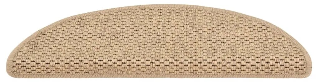 Tapetes escada adesivos aspeto sisal 15 pcs 56x17x3cm cor areia