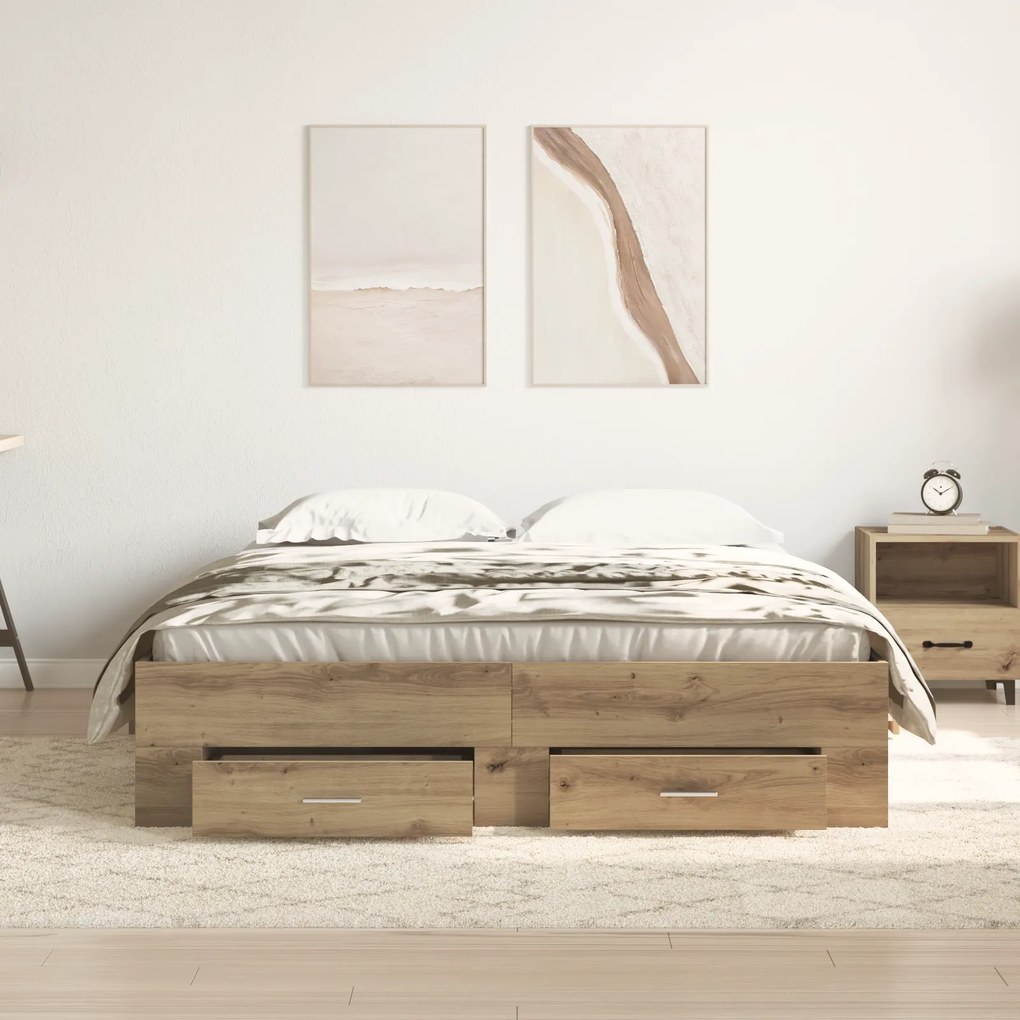 Estrutura de Cama com Gavetas Carvalho Artesanal