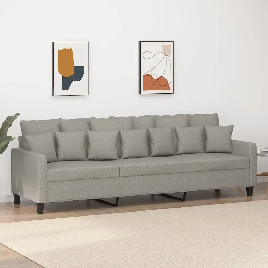 vidaXL Sofá de 3 lugares 210 cm tecido cinza-claro
