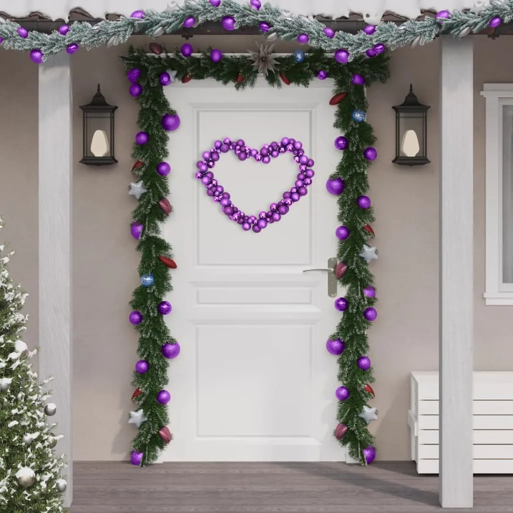 vidaXL Grinalda de Natal com bolas 175 cm poliestireno roxo