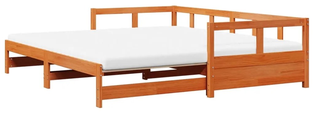Sofá-cama com gavetão e colchões 90x200 cm pinho castanho-mel