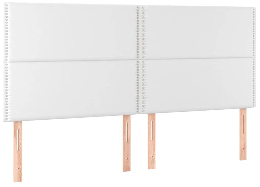 Cama box spring c/colchão/LED 180x200cm couro artificial branco