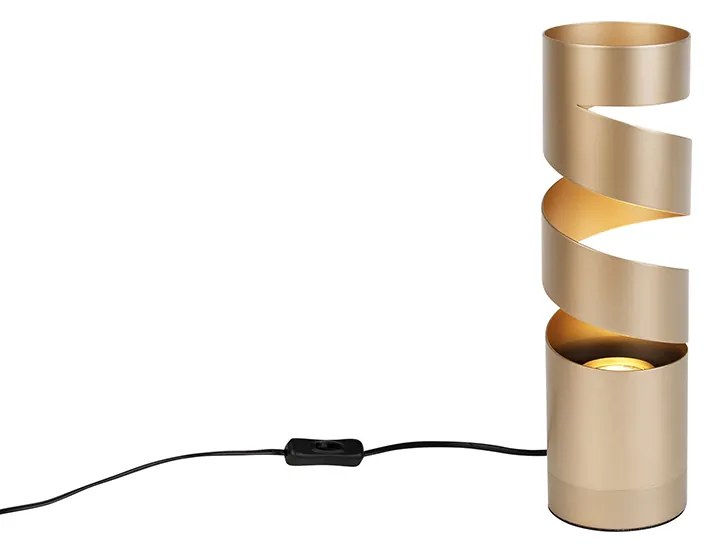Moderne tafellamp taupe met goud - Stream Moderno