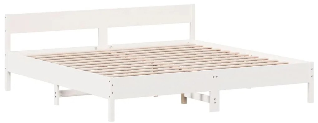 Cama sem colchão 200x200 cm madeira de pinho maciça branco