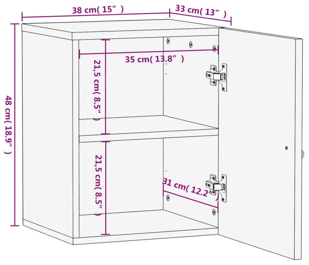 Armário de parede p/ casa de banho 38x33x48 cm mangueira maciça