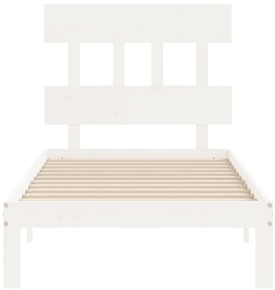 Cama sem colchão 90x200 cm madeira de pinho maciça branco