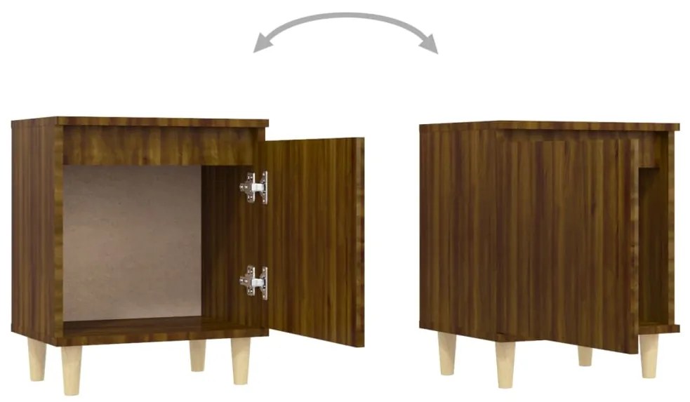 Mesa cabeceira pernas de madeira 40x30x50 cm carvalho castanho