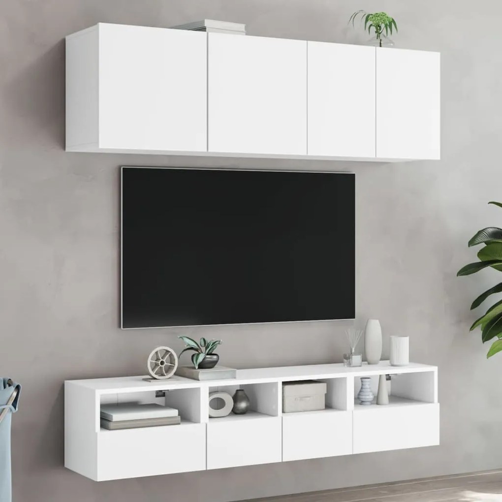 Móveis de parede p/ TV 2pcs 40x30x30cm derivados madeira branco