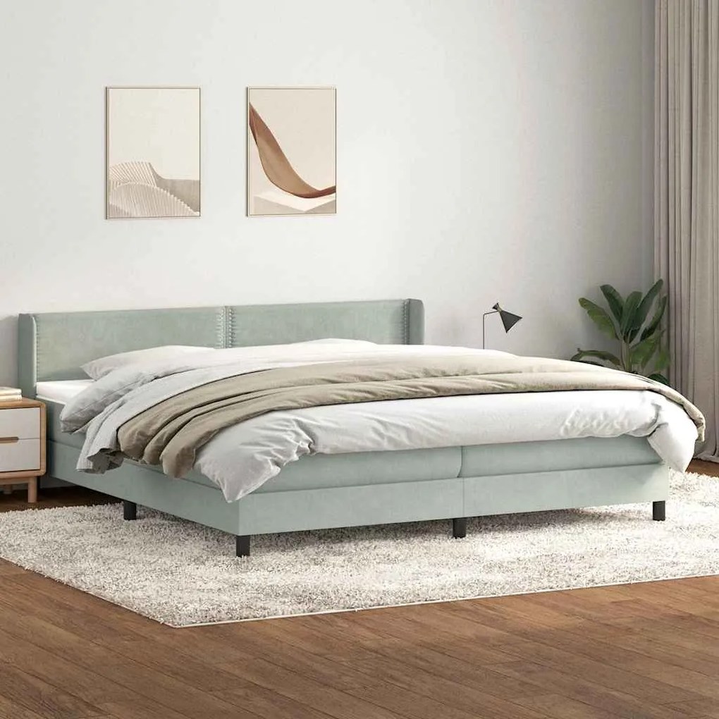 vidaXL Cama com molas/colchão cinzento-claro 200x210 cm veludo