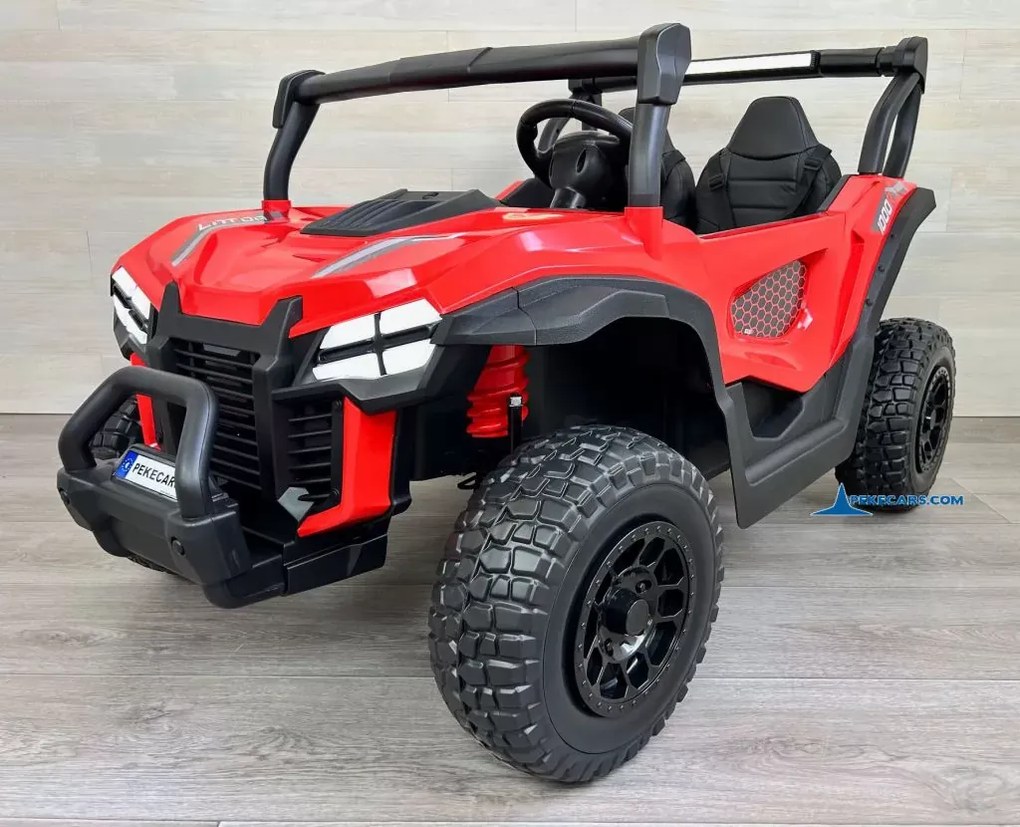 Buggy elétrico para crianças 2 lugares 1000R 4x4 24V, Rodas de borracha, Banco em pele sintética Vermelho