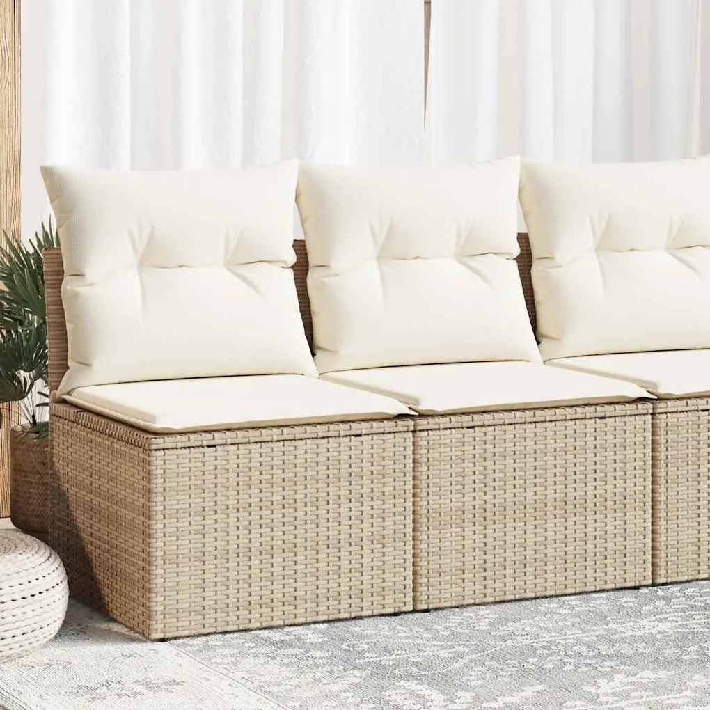 vidaXL 2 pcs conj. sofás p/ jardim c/ almofadões vime PE/acácia bege